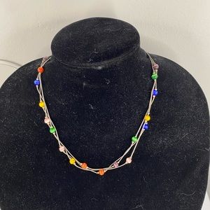 Silver Multi Color Beaded Necklace